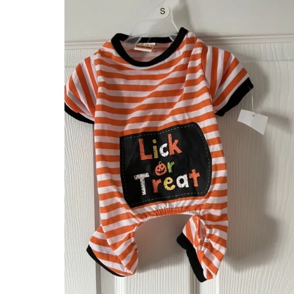 Pet Spirit Pajamas Lick Or Treat Pet Dog Pajamas orange white Blk SZ Small NWT - Picture 1 of 4